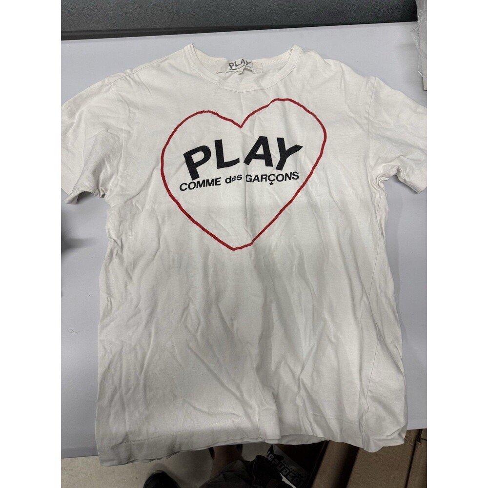 Comme des Garcons PLAY Heart Logo White T-Shirt L Crew Neck Cotton VINTAGE